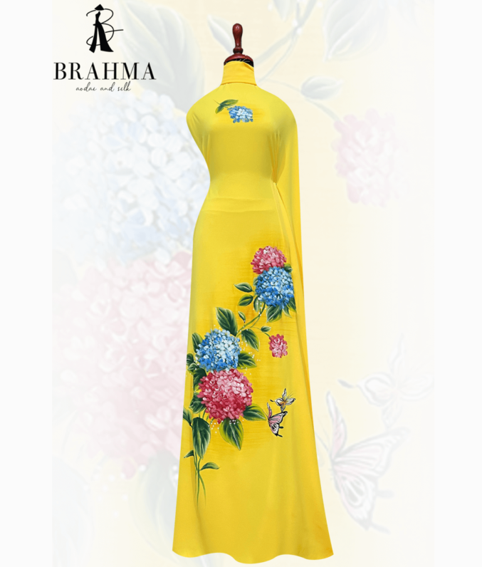 vai ao dai ve tay hoa cam tu cau