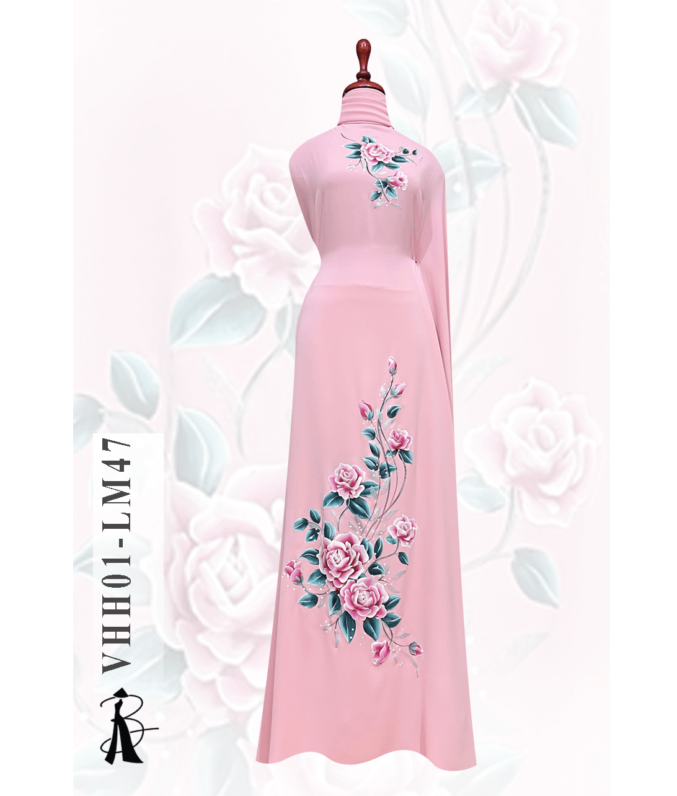 vai ao dai ve hoa hong