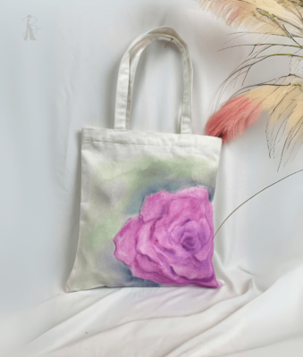 Túi vải bố trắng vẽ tay hoa hồng