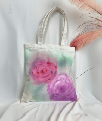 Túi vải bố vẽ tay hoa hồng