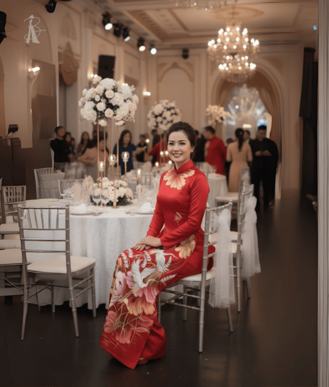 Vải Áo Dài Vẽ Tay Hoa & Hạc