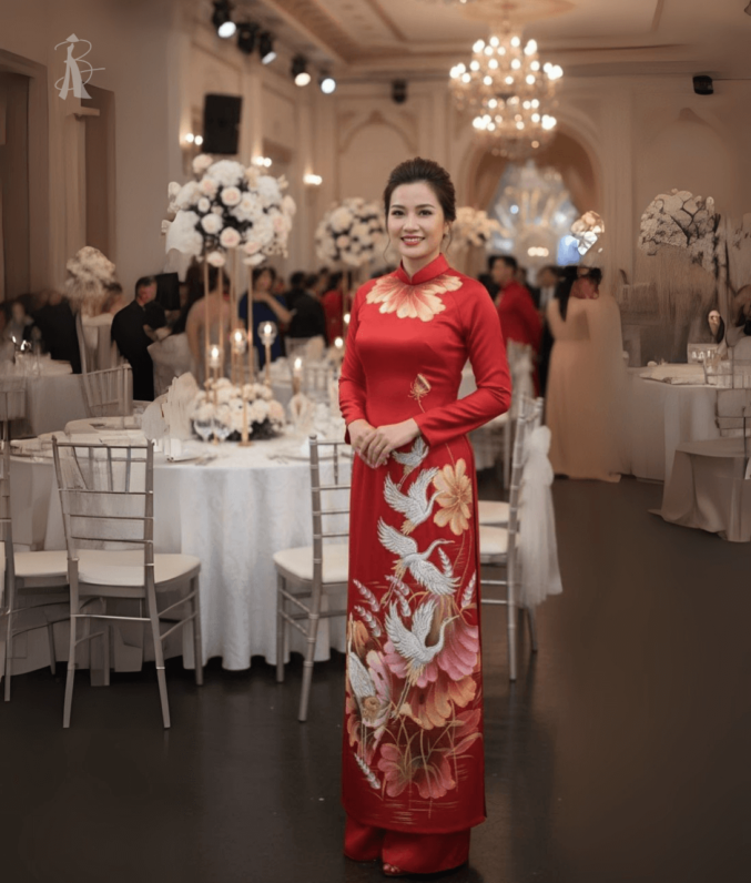 Vải Áo Dài Vẽ Tay Hoa & Hạc