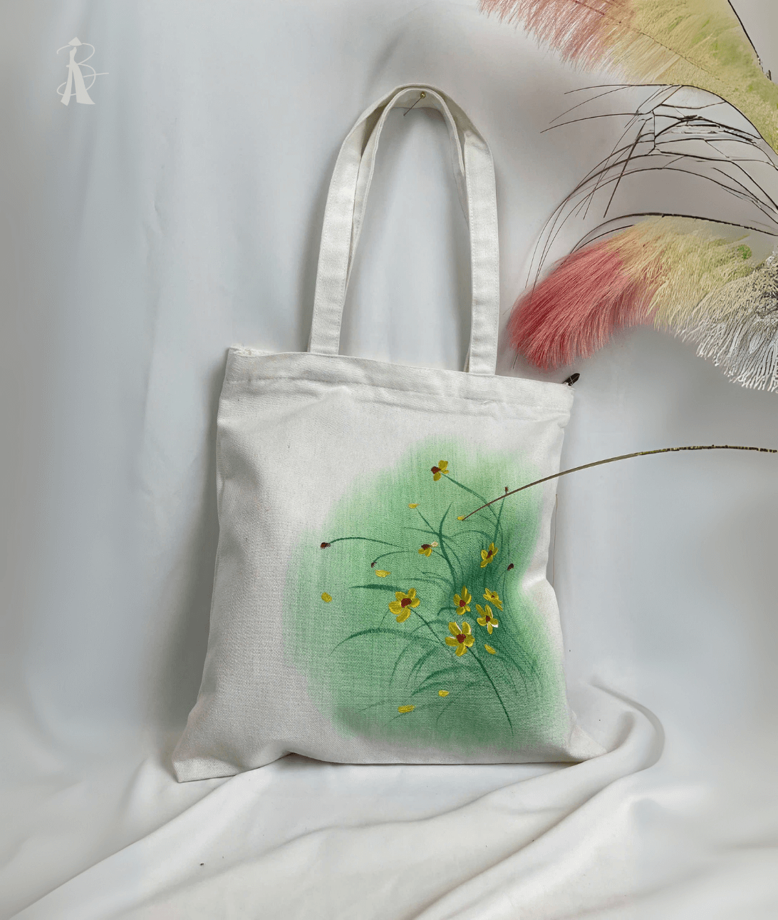 túi vải bố vẽ tay hoa cúc vàng