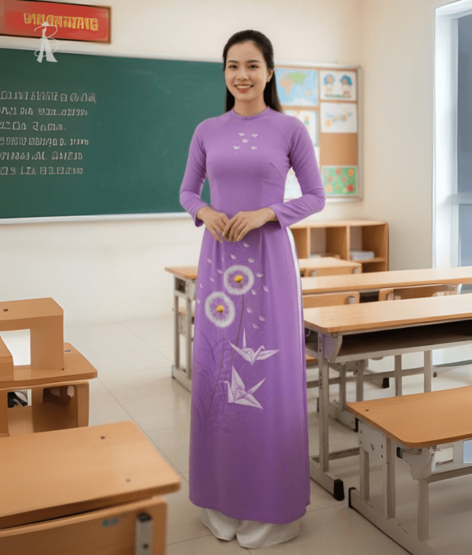 vải áo dài cho cô giáo