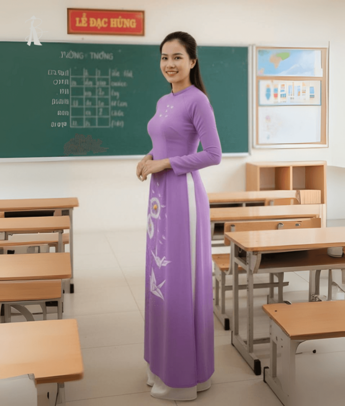 vải áo dài cho cô giáo
