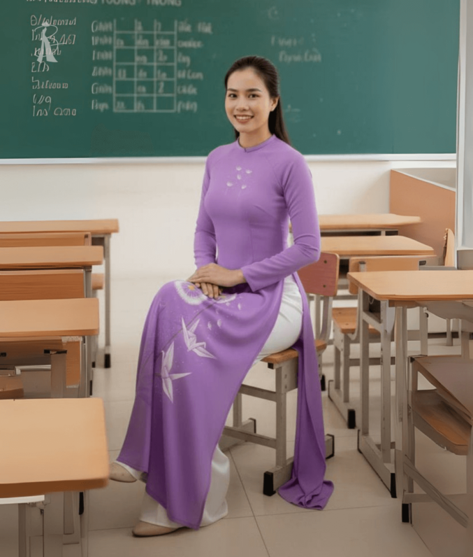 vải áo dài cho cô giáo
