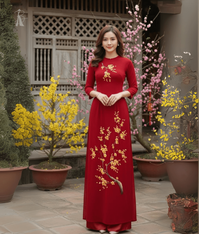 vải áo dài hoa mai