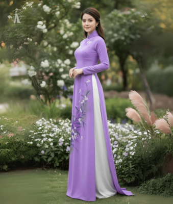 Vải áo dài vẽ tay hoa