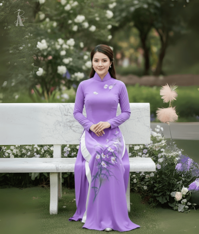 Vải áo dài vẽ tay hoa