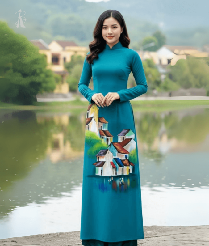 vải áo dài vẽ tay