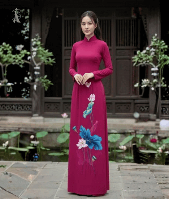 Vải áo dài vẽ tay