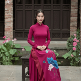 Vải áo dài vẽ tay